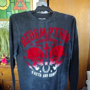 Raw State Redemption Men's Long Sleeve Skull Shirt World Wide Sz L